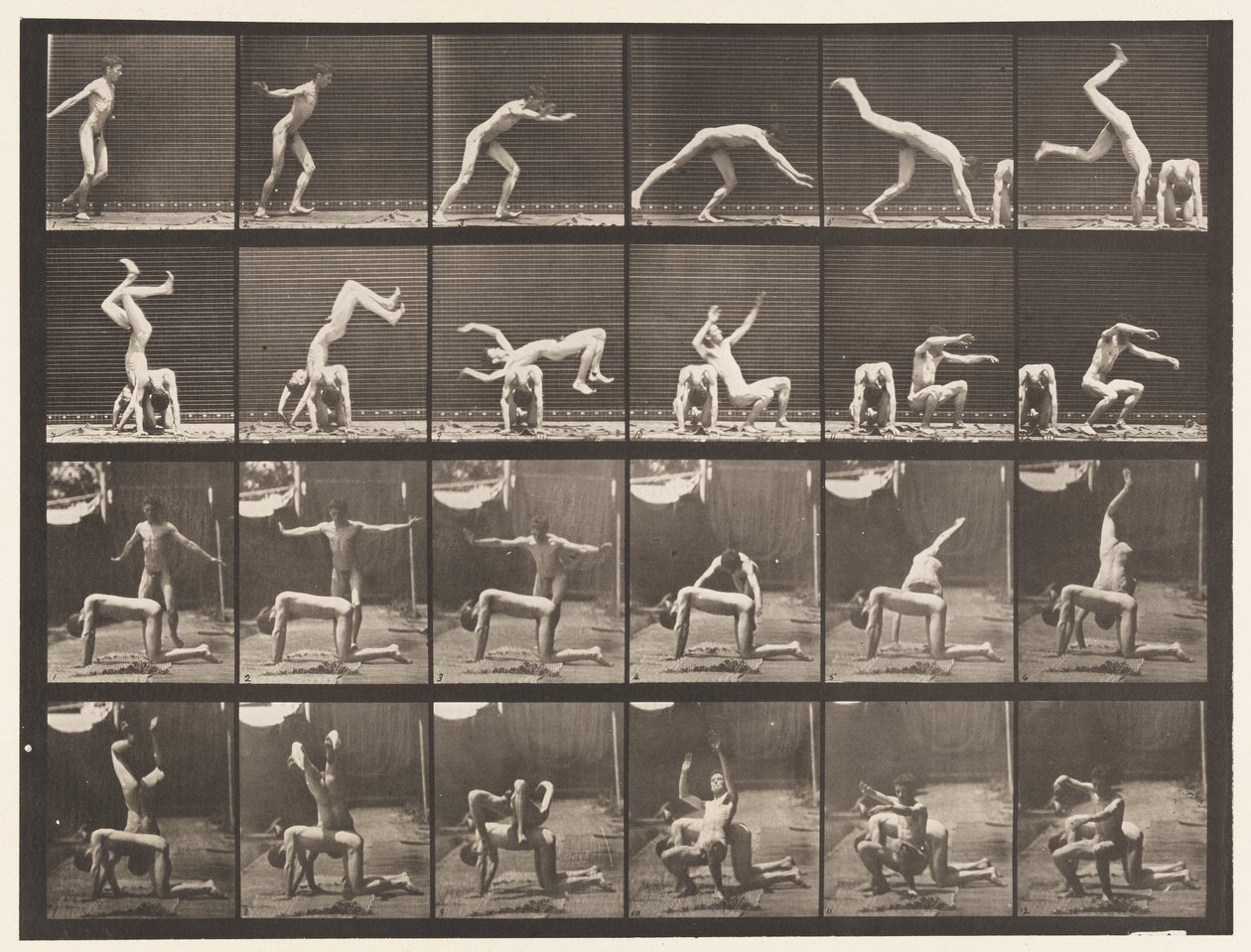 Placa 364. Voltereta sobre la Espalda de un Hombre de Eadweard Muybridge