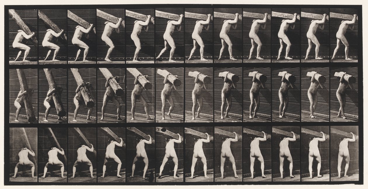 Placa 383. Levantando un Tronco en el Hombro de Eadweard Muybridge