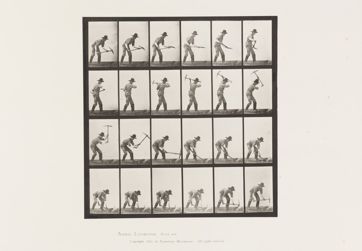 Placa 386. Minero Usando un Pico de Eadweard Muybridge