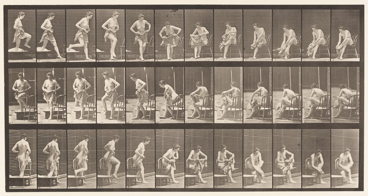 Placa 410. Saliendo de la bañera, sentándose, secándose los pies de Eadweard Muybridge