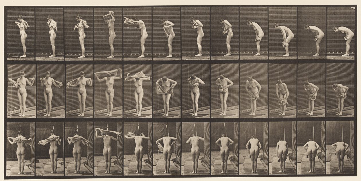 Placa 414. Secándose el cuerpo con una toalla de Eadweard Muybridge
