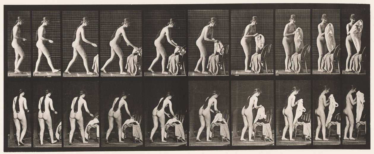 Placa 415. Aseo, preparándose para ponerse ropa de Eadweard Muybridge