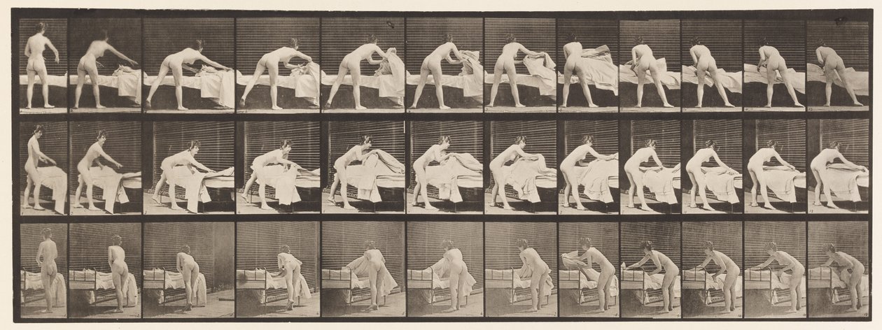 Placa 436. Haciendo una Cama de Eadweard Muybridge