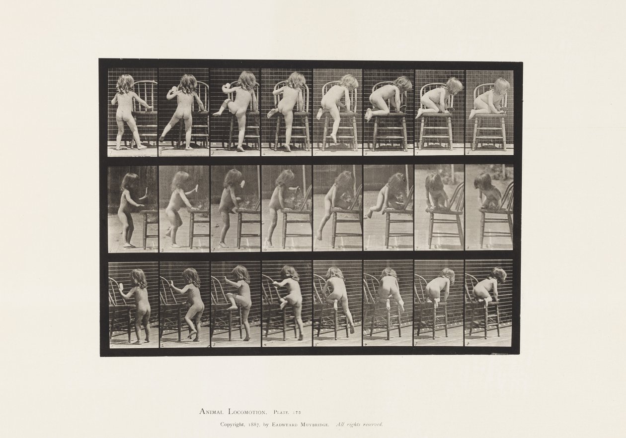 Placa 475. Niño, subiendo a una silla de Eadweard Muybridge