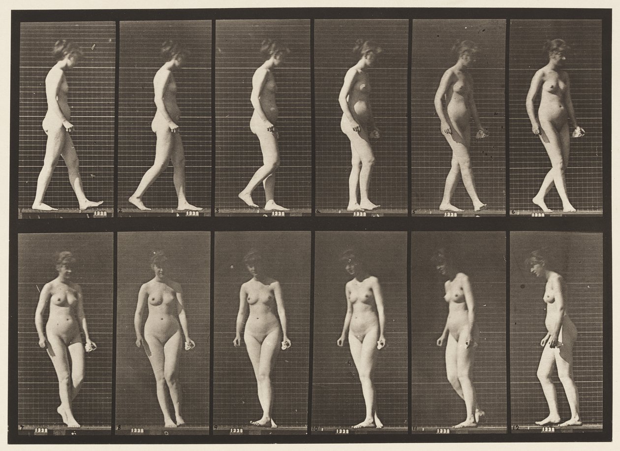 Placa 47. Caminando y Girando de Eadweard Muybridge
