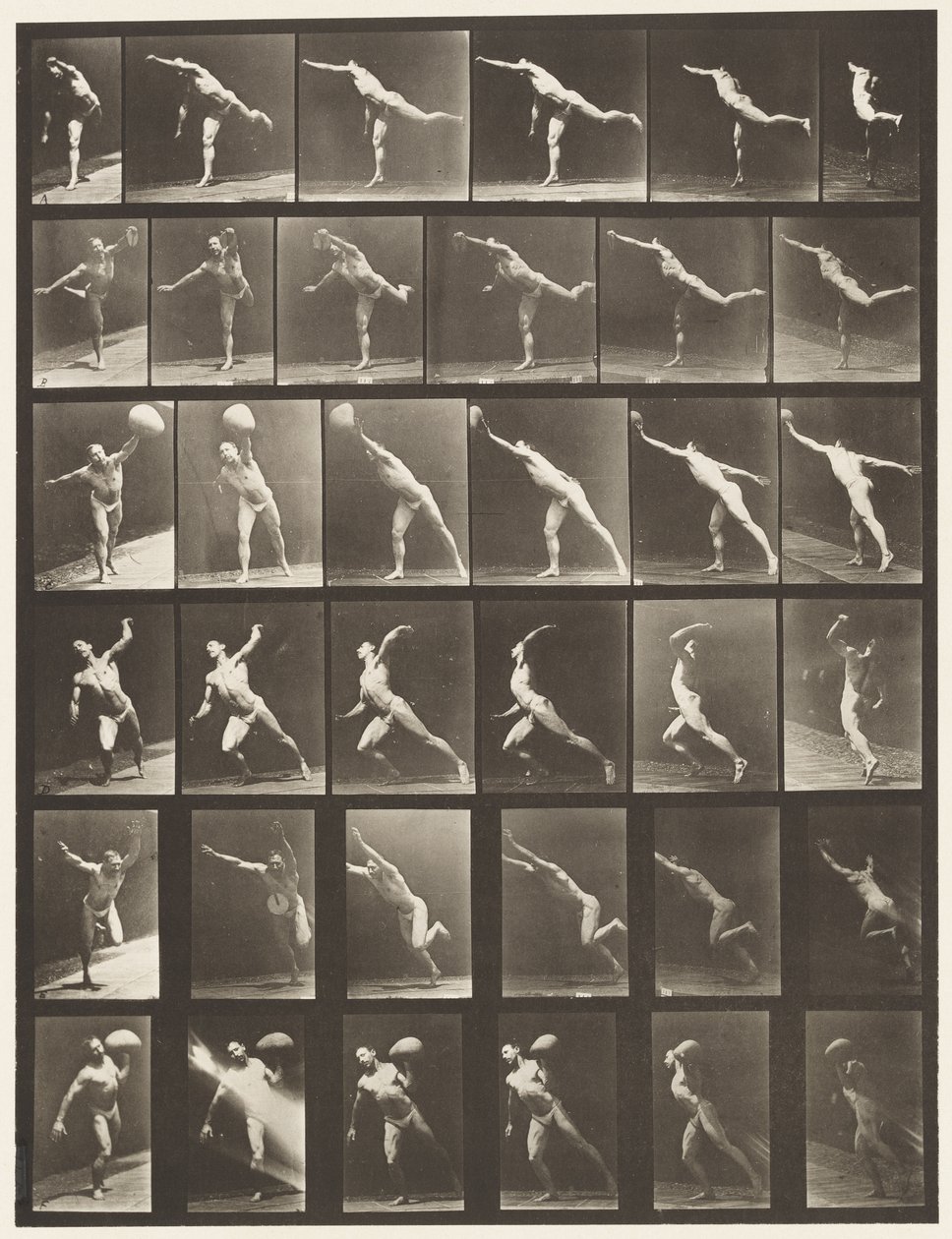 Placa 523. A, Dando un Golpe; B, Lanzando Disco de Eadweard Muybridge