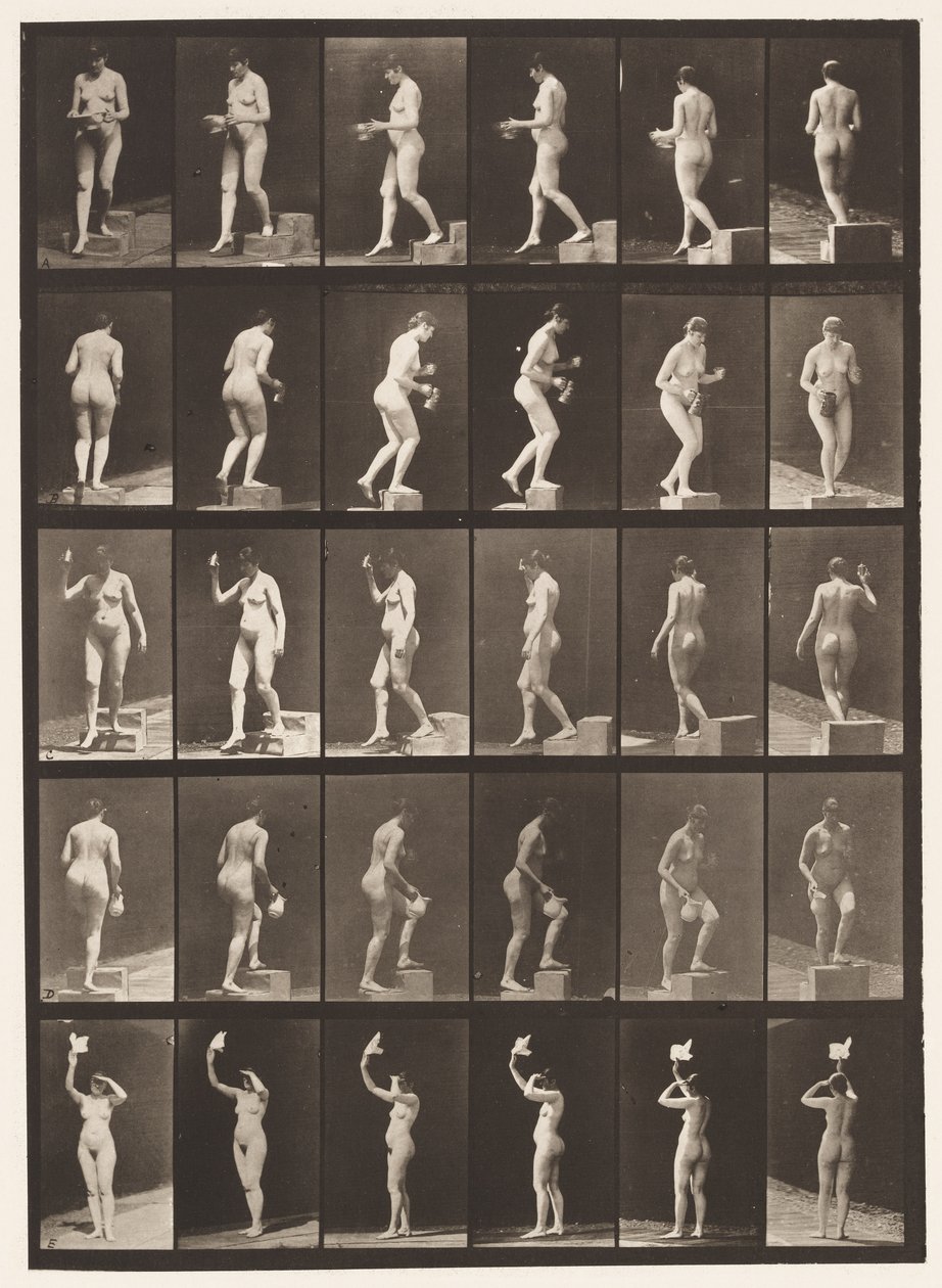 Placa 525. A, Bajando un escalón; B, Subiendo un escalón de Eadweard Muybridge