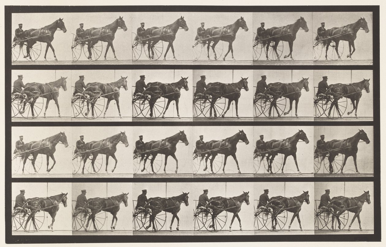 Placa 587. Caminando; sulky; yegua alazán Nellie Rose de Eadweard Muybridge