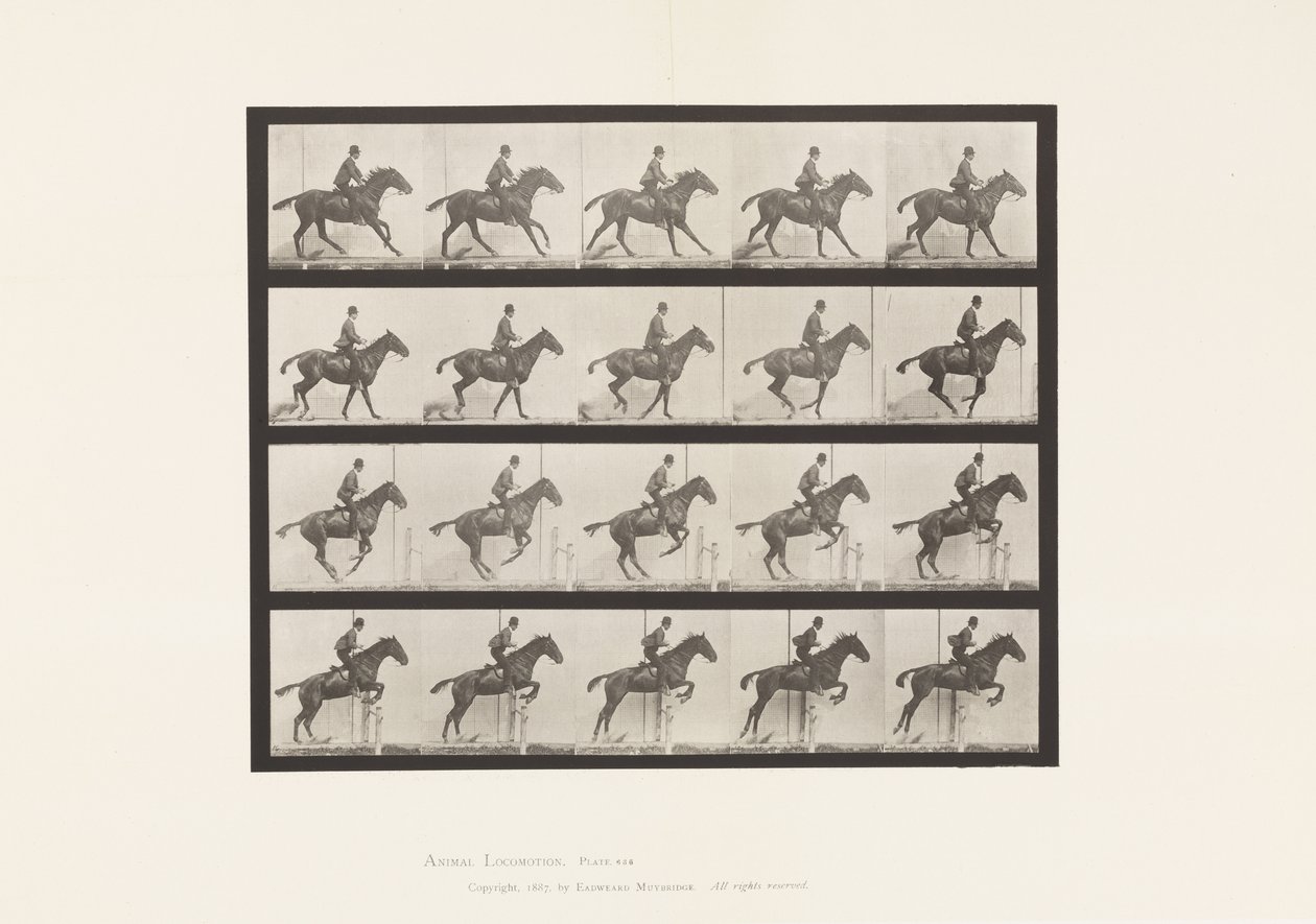 Placa 636. Saltando un obstáculo; Silla; Preparándose para el salto de Eadweard Muybridge
