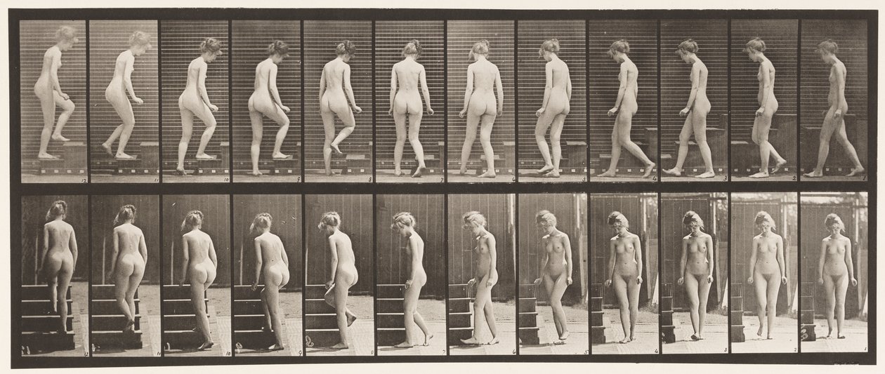 Placa 98. Girando y subiendo escaleras de Eadweard Muybridge