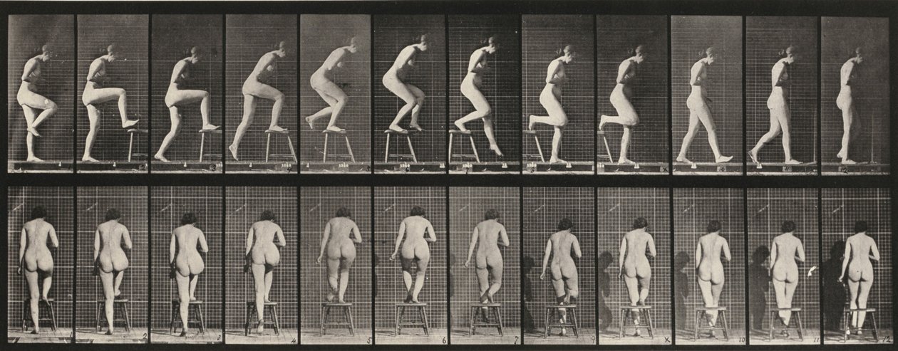 Lámina número 180. Subir a una silla y pasar por encima de ella de Eadweard Muybridge