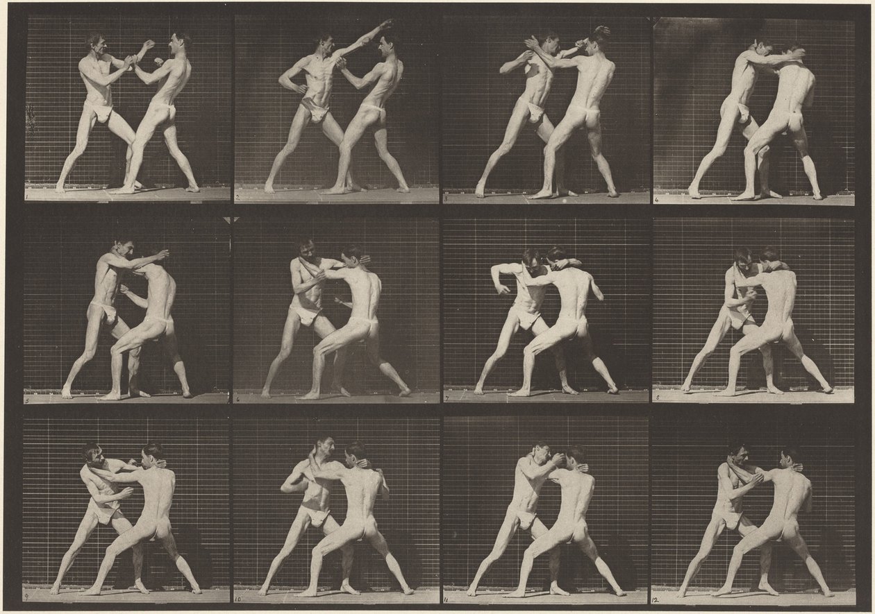 Placa número 340. Boxeo, mano abierta (zapatos),1887 (foto) de Eadweard Muybridge