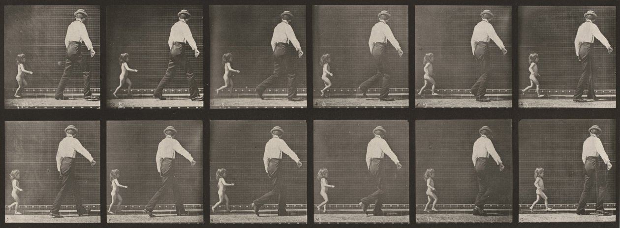 Lámina número 470. Niño corriendo detrás de un hombre de Eadweard Muybridge