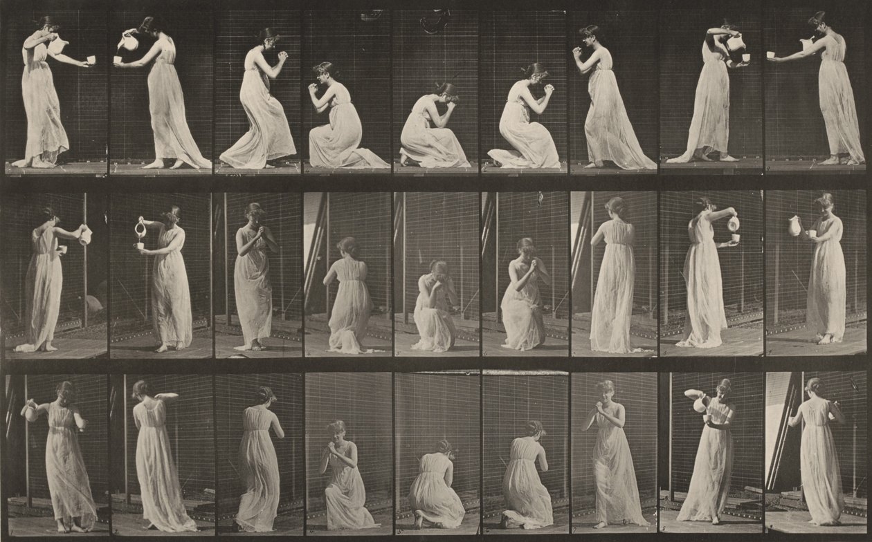 Lámina número 502. Posturas diversas, agachados, arrodillados, etc. de Eadweard Muybridge