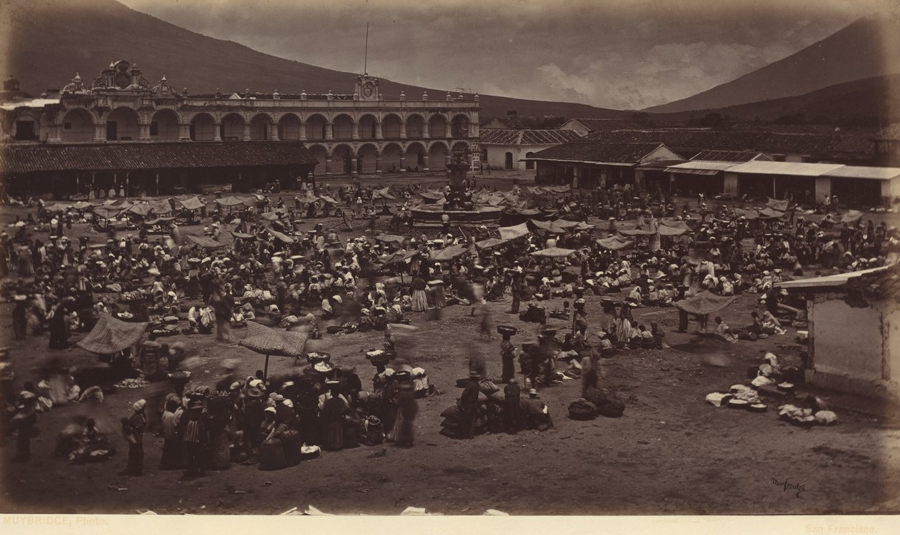 Plaza y palacio del virrey, Antigua Guatemala de Eadweard Muybridge