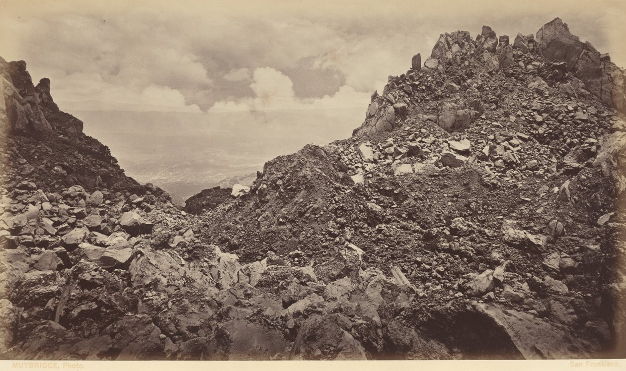 Quezaltenango desde el cráter de un volcán,1877 (foto) de Eadweard Muybridge