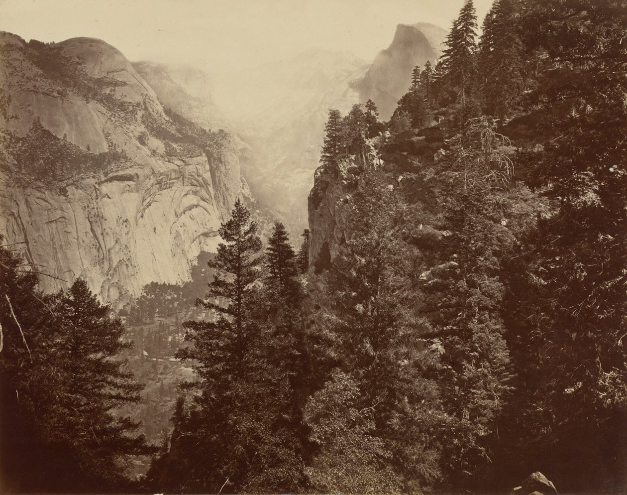 Cañón de Tenaya desde Union Point, valle de Yosemite de Eadweard Muybridge