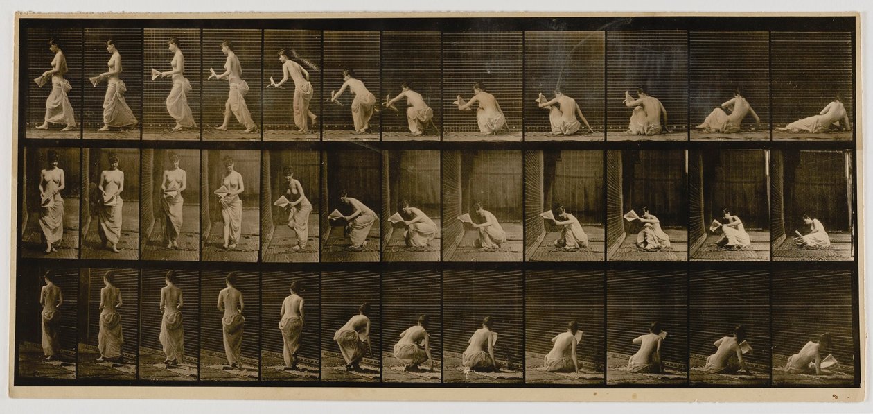 Mujer que se levanta de estar sentada en el suelo, del libro Animal Locomotion de Eadweard Muybridge