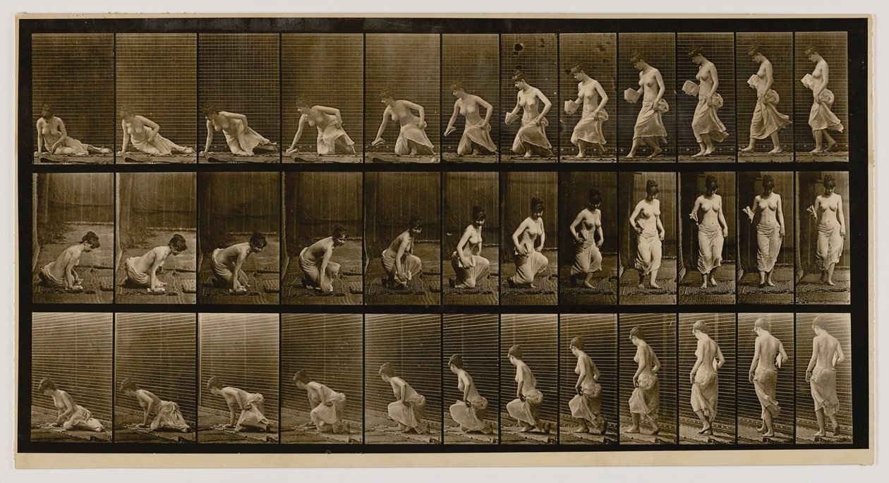 Mujer sentada en el suelo, del libro Animal Locomotion de Eadweard Muybridge