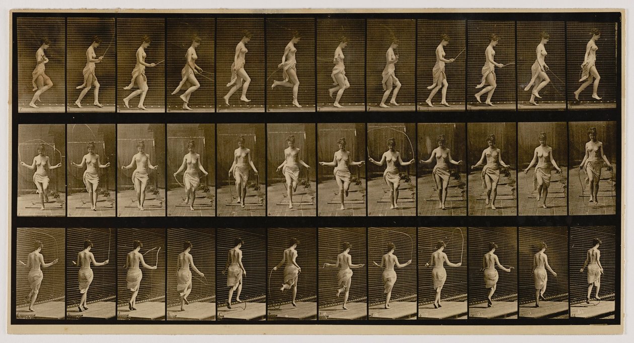 Mujer usando la cuerda de saltar, del libro Animal Locomotion de Eadweard Muybridge