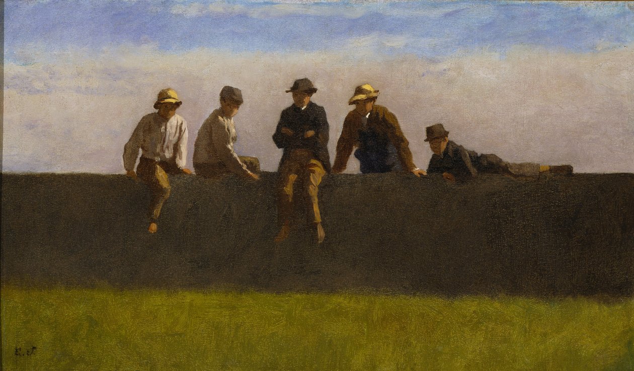 Cinco Niños en una Pared, c.1875-1880 de Eastman Johnson