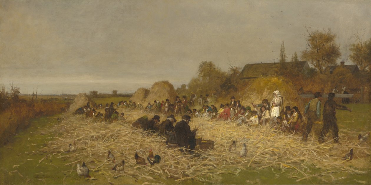 Desgrane de maíz, Isla de Nantucket de Eastman Johnson