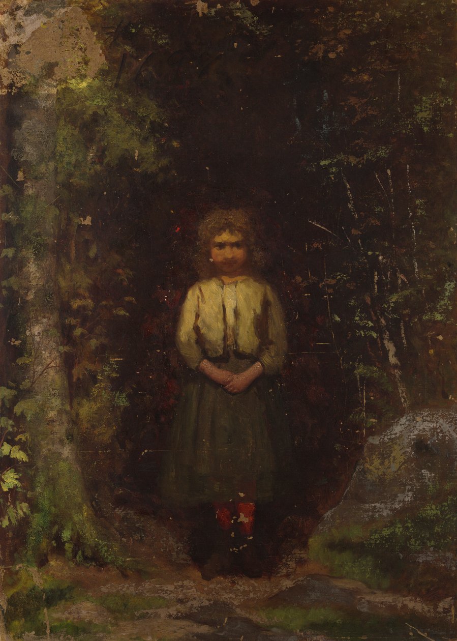 en la ladera (anverso); Chica en el bosque (verso) de Eastman Johnson
