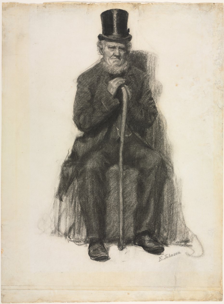 Estudio de un anciano posiblemente un estudio para el retrato de Peter Folger, c. 1886 de Eastman Johnson