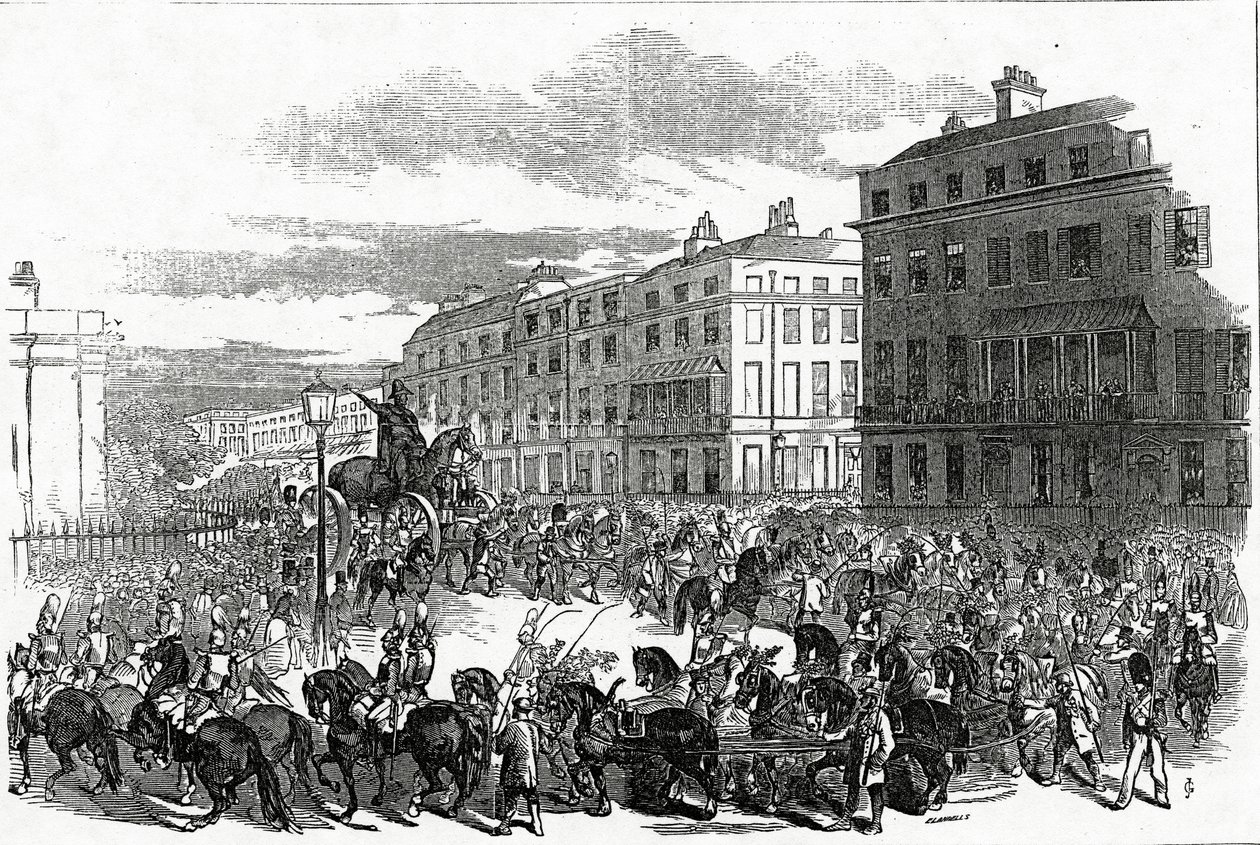 La gran procesión de la estatua de Wellington girando por Park Lane, publicado en el 