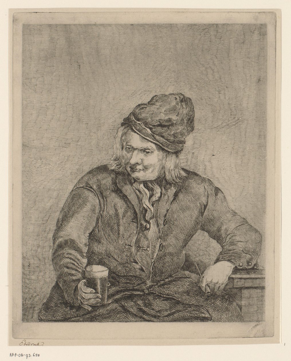 Anciano con vaso y pipa en la mano de Eberhard Cornelis Rahms