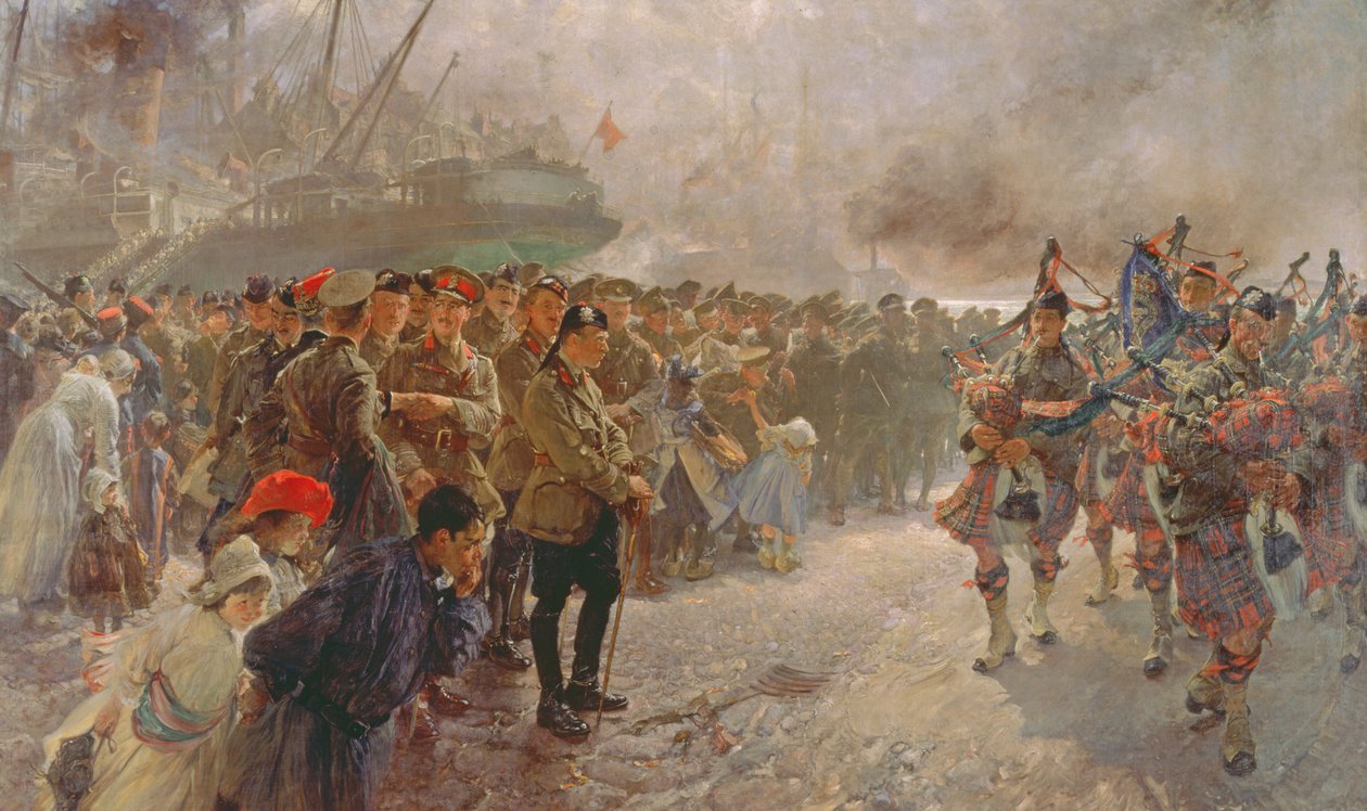 Desembarco de la Primera División Canadiense en St. Nazaire, 1915 de Edgar Bundy