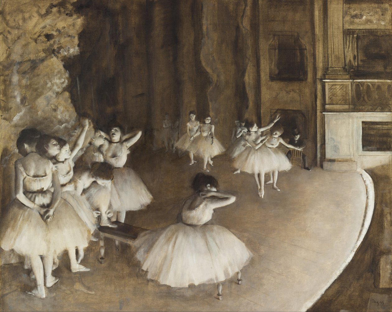 Ensayo de ballet en el escenario de Edgar Degas