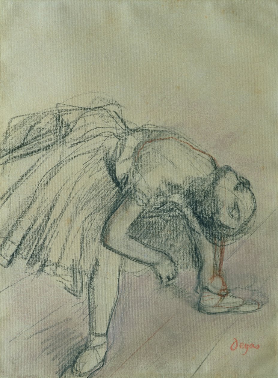 Bailarina Ajustándose la Zapatilla, c.1865 de Edgar Degas