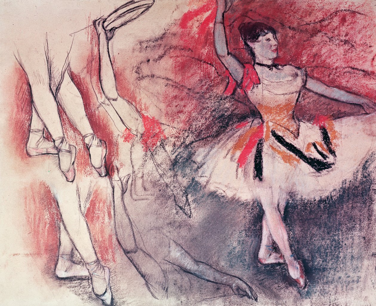 Bailarina con Pandereta, o Bailarina Española, c.1882 de Edgar Degas