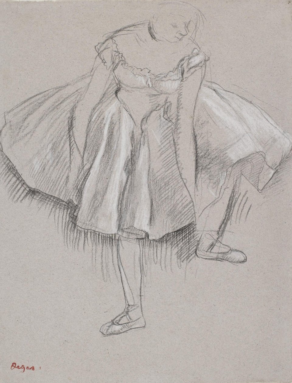 Bailarina ajustando su zapatilla de Edgar Degas