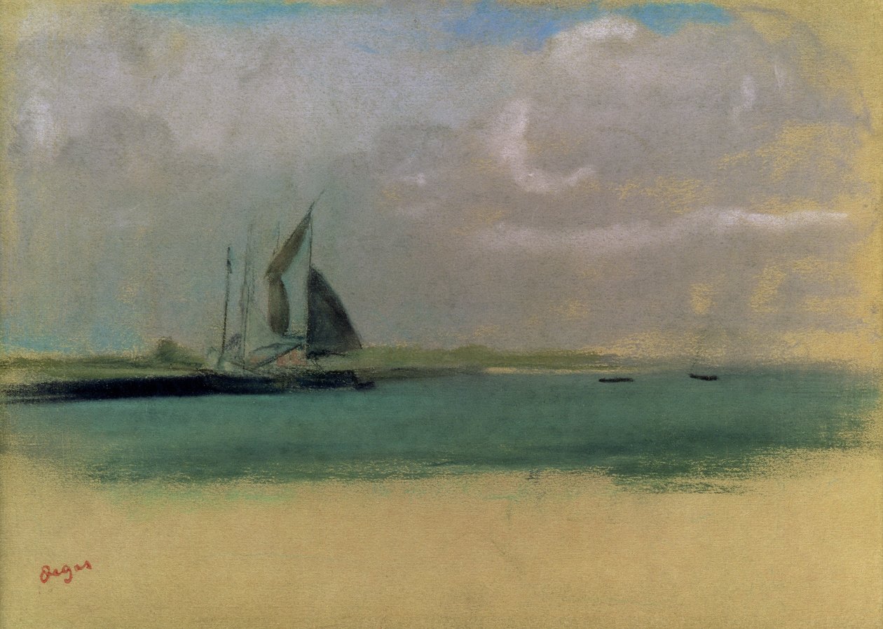 Barcos de pesca amarrados en el puerto, c.1869 de Edgar Degas
