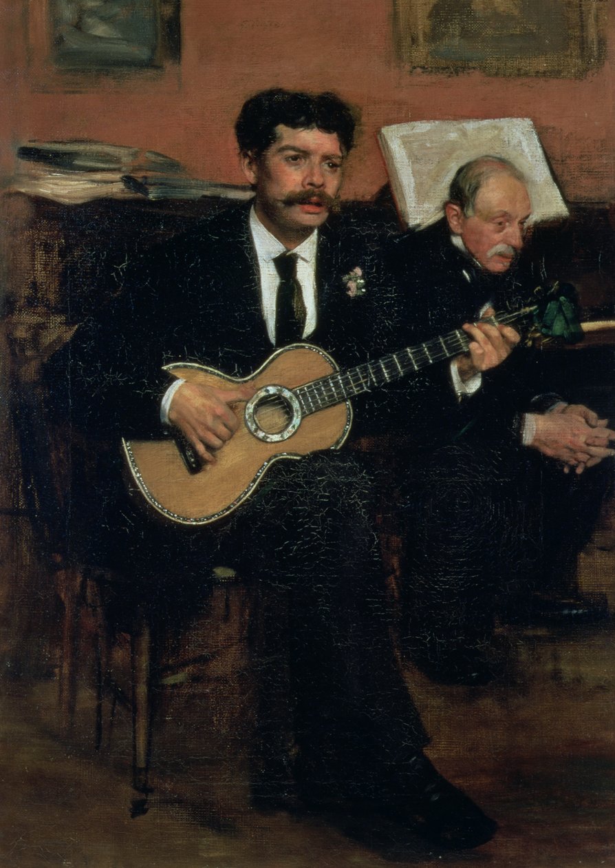 Retrato de Lorenzo Pagans (1838-83), tenor español, y Auguste Degas (1807-74), el padre del artista, c.1871-72 de Edgar Degas