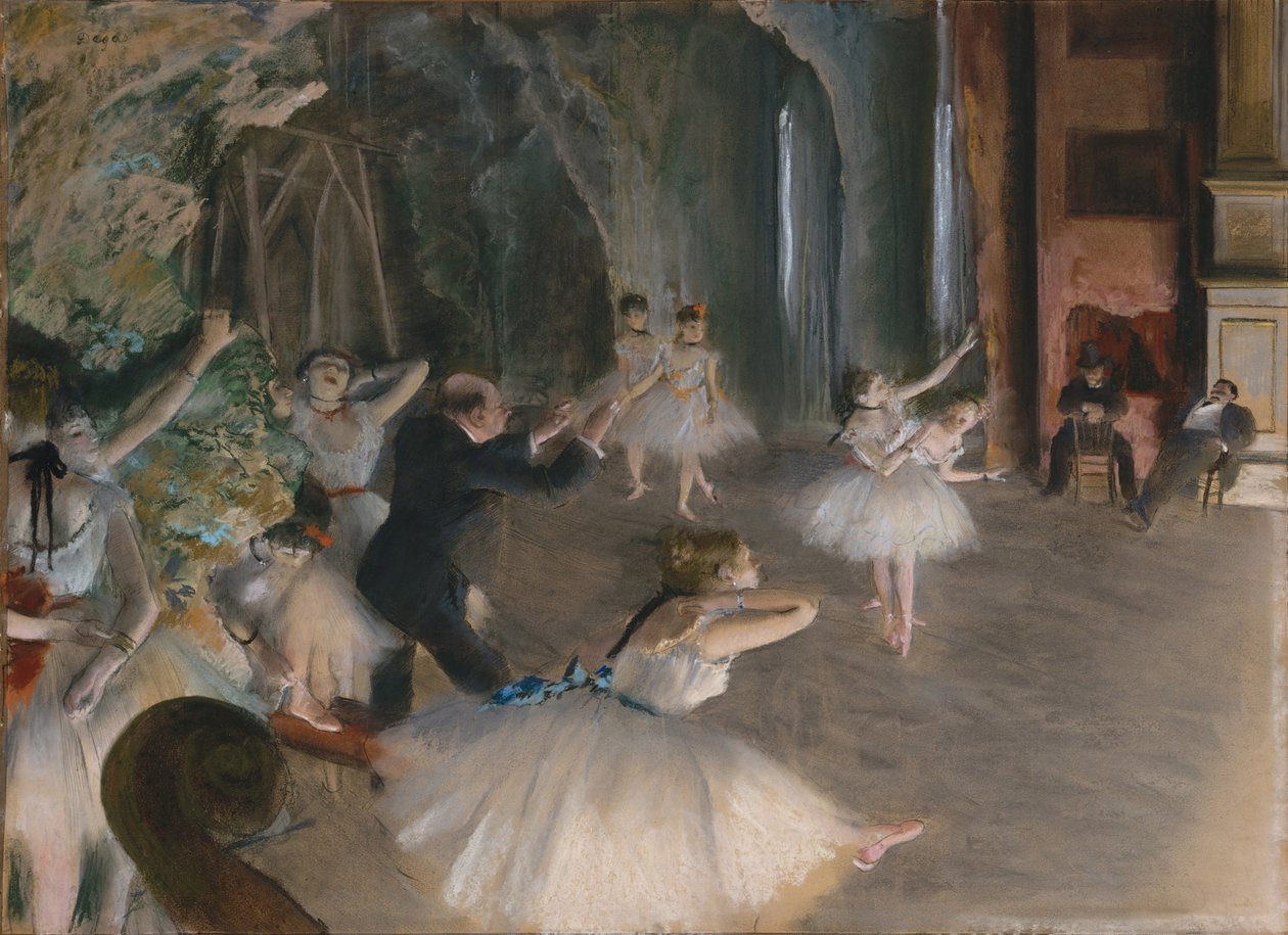 El ensayo del ballet en el escenario, c.1878-79 de Edgar Degas