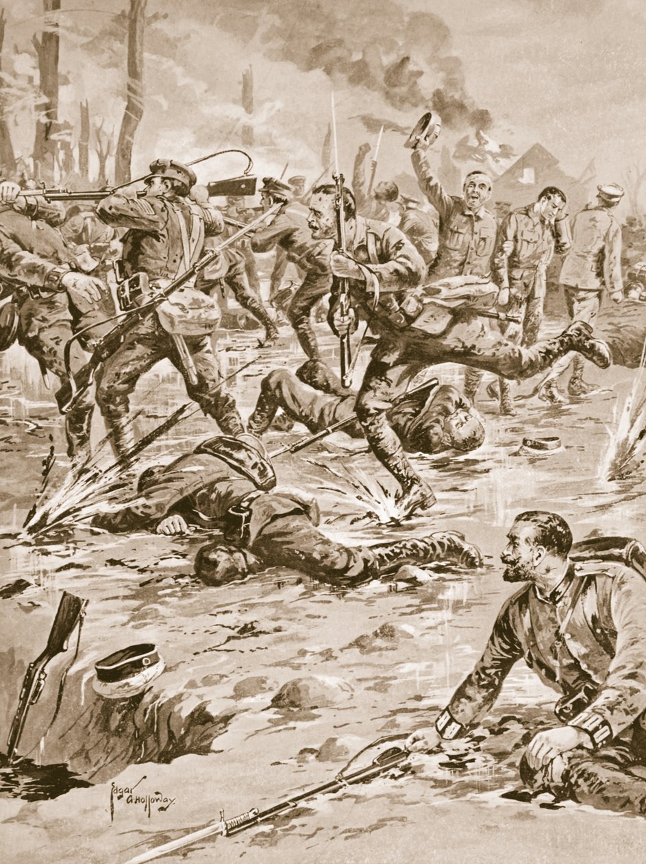 El cabo G. Sanders y su grupo repeliendo un ataque alemán y rescatando a algunos prisioneros de Edgar Alfred Holloway