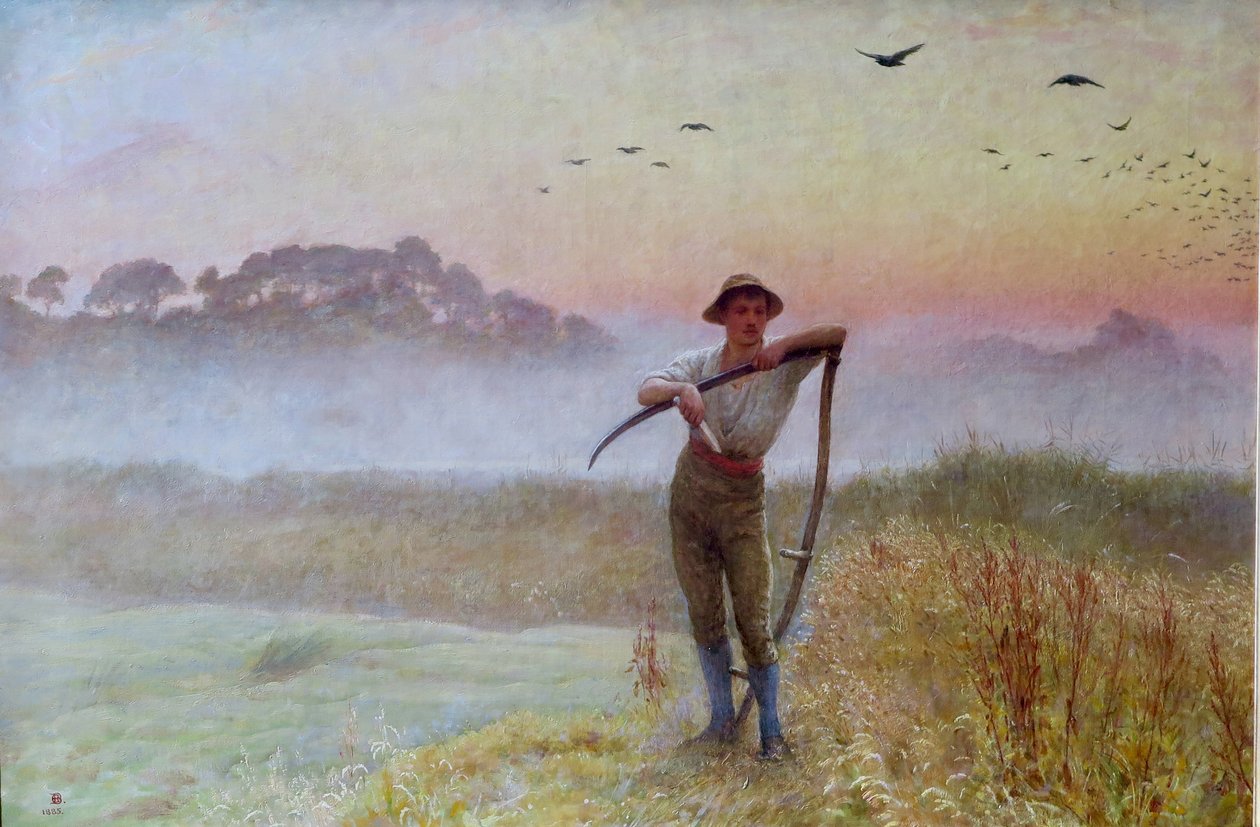 Una mañana de otoño: La Parca... Un hombre con guadaña de Edgar Barclay