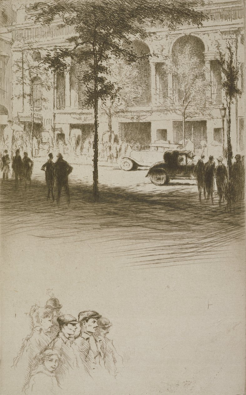 Plaza de la ciudad, ilustración para "Mitsou" de Sidonie-Gabrielle Colette (1873-1954) publicada en 1930 (aguafuerte y punta seca) de Edgar Chahine