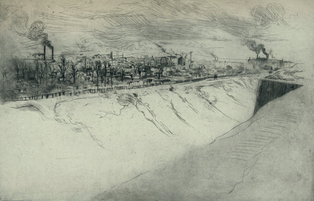 San Ouen visto desde las fortificaciones de París de Edgar Chahine