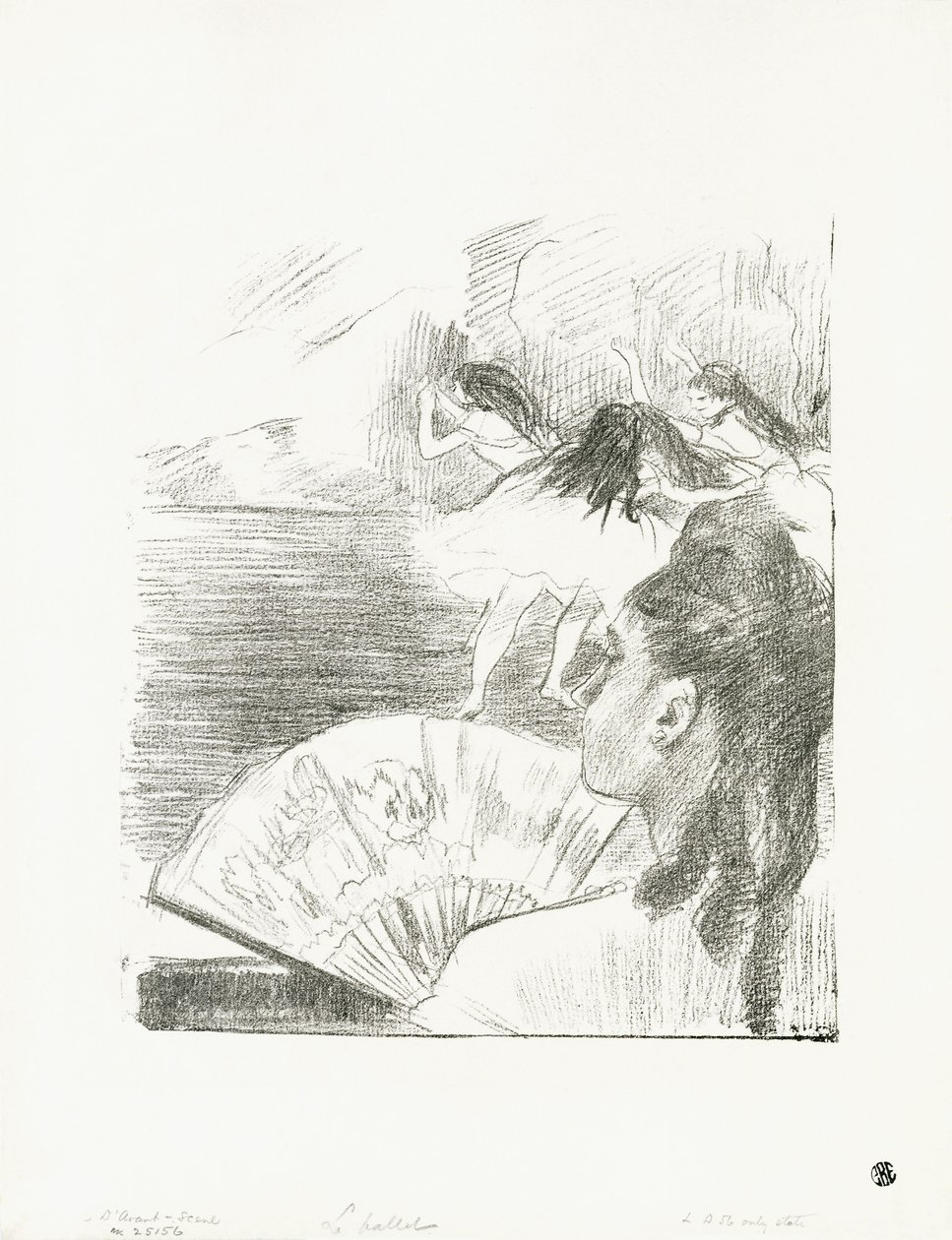 En el teatro - Mujer con abanico de Edgar Degas