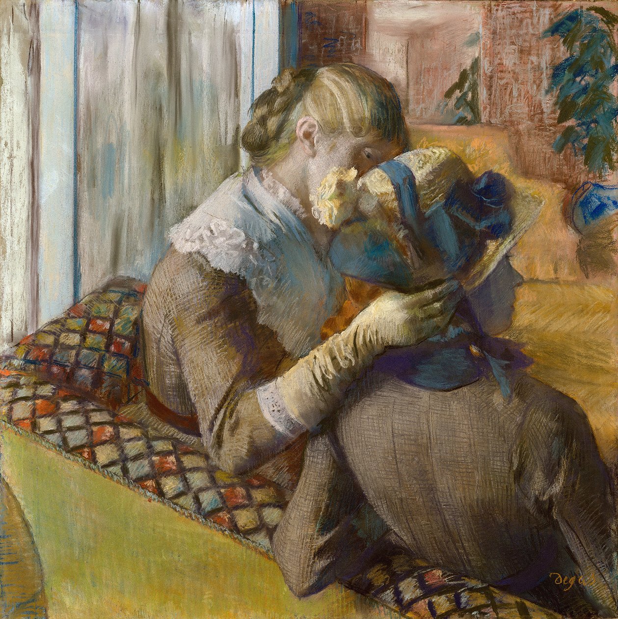En la modista. Un cliente probándose un sombrero de Edgar Degas