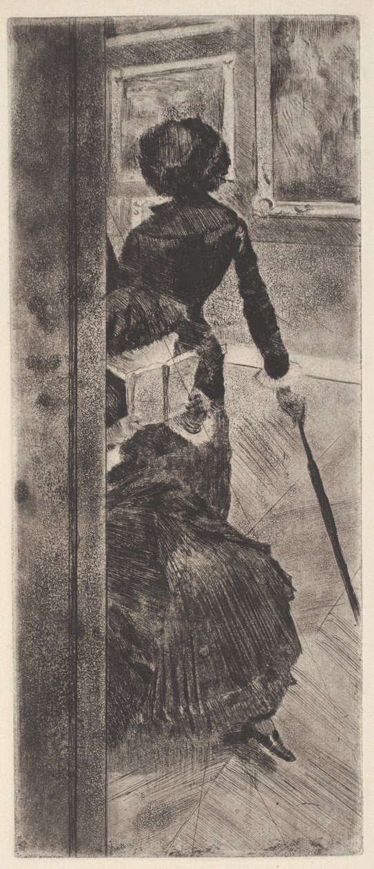 Au Louvre: La Peinture (Mary Cassatt) (aguafuerte y aguatinta) de Edgar Degas