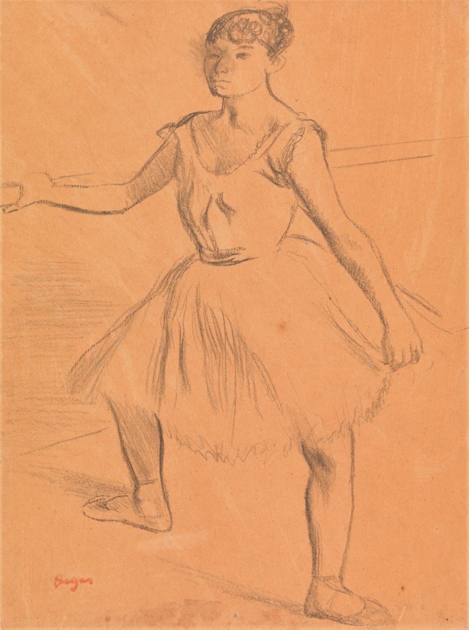bailarina, posición, en, barra de Edgar Degas
