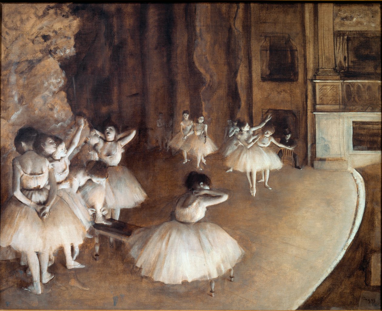 Ensayo de ballet en el escenario de Edgar Degas