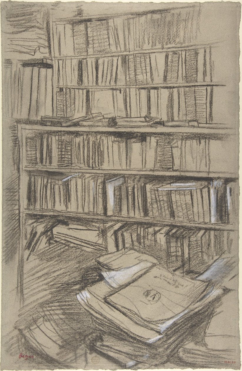 Estanterías, estudio para «Edmond Duranty» de Edgar Degas