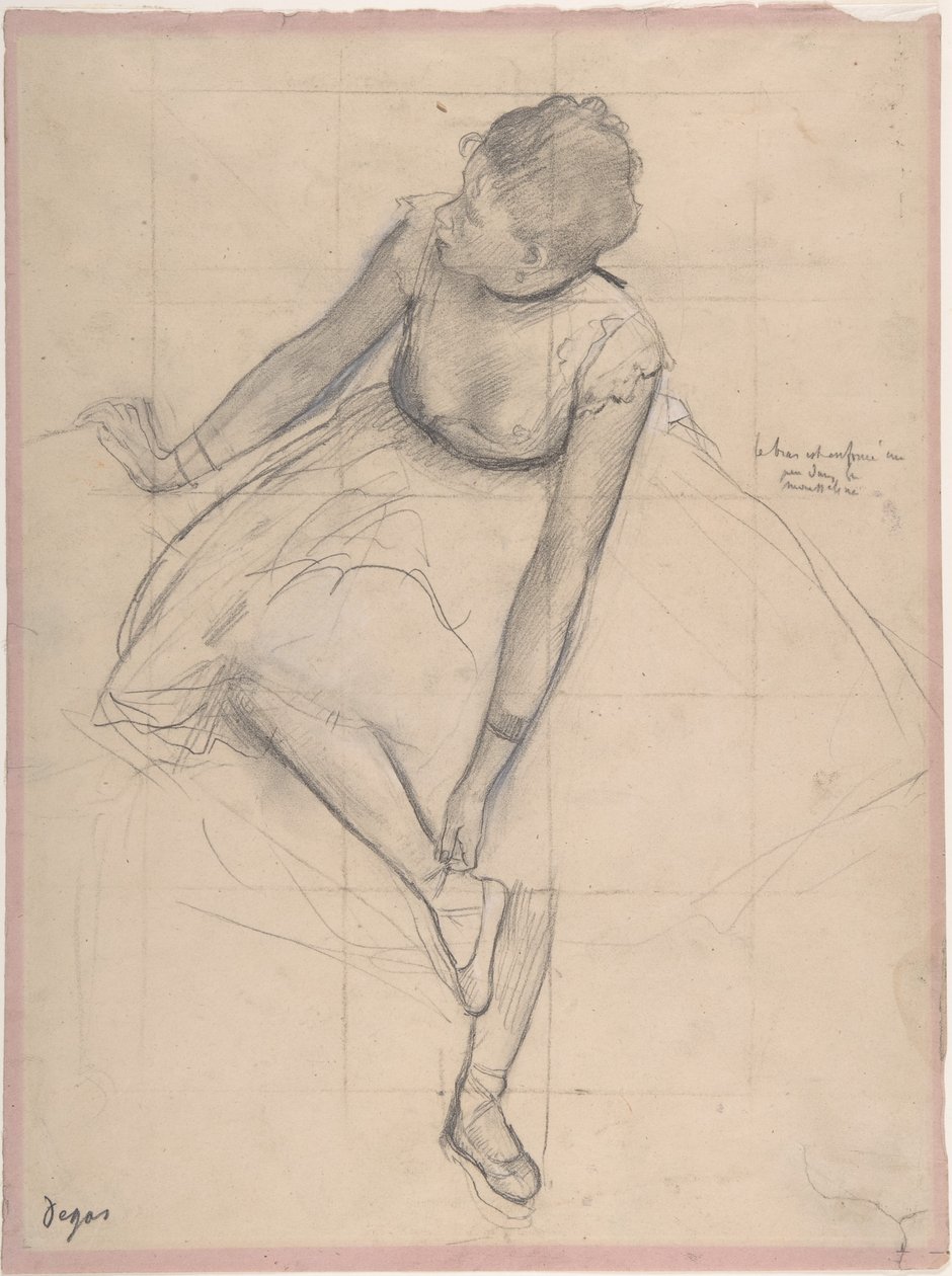Bailarina ajustando su zapatilla de Edgar Degas