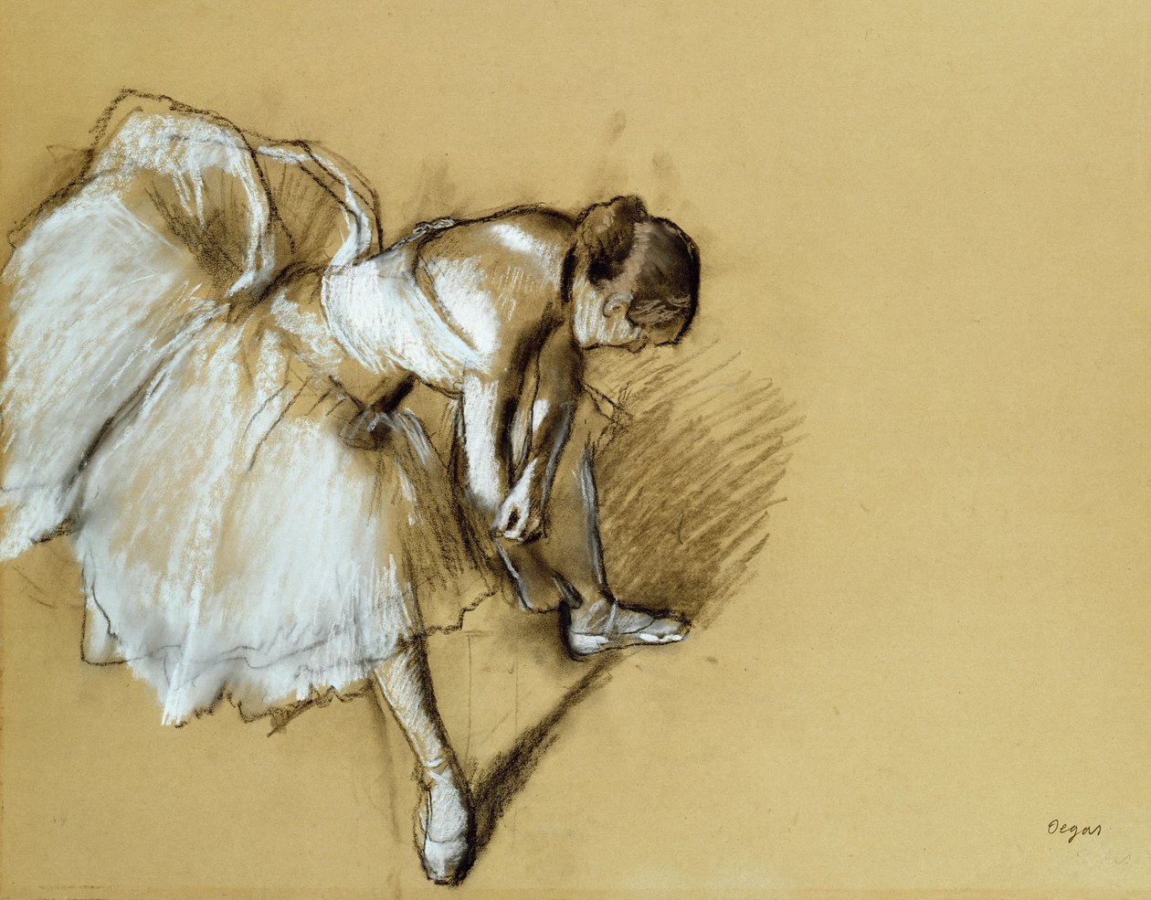 Bailarina Ajustando su Zapato, c.1890 de Edgar Degas